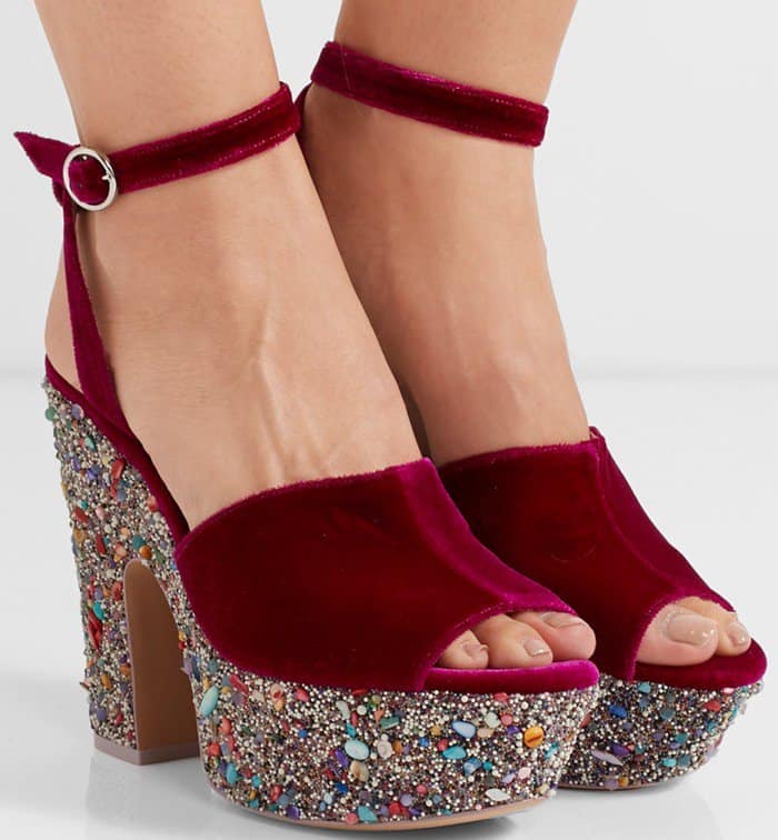 Sophia Webster's Havisham embellished velvet platform sandals