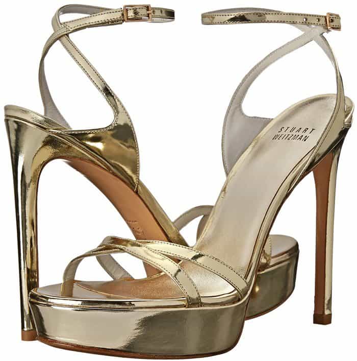 Gold Metallic Stuart Weitzman "Bebare" Platform Sandals