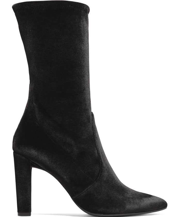 Stuart Weitzman "Clinger" Booties Black Velvet