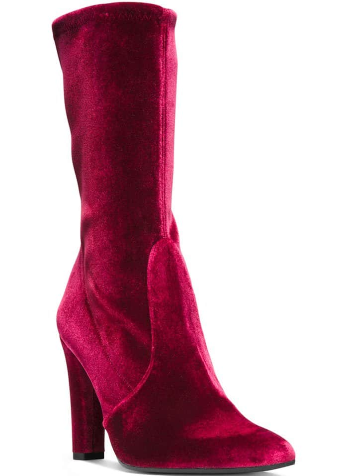 Stuart Weitzman "Clinger" Booties Red Velvet