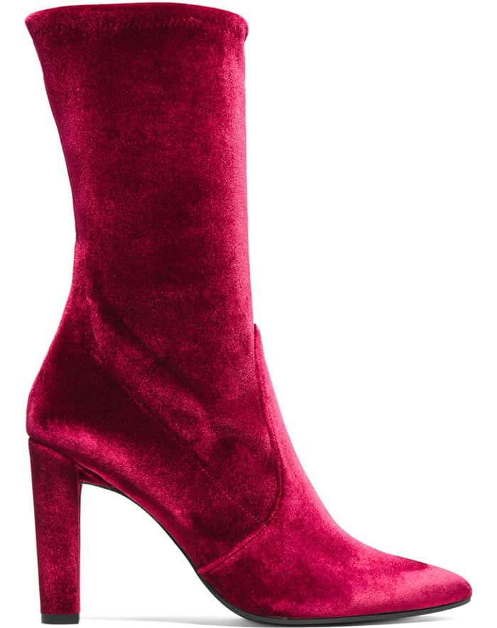 Stuart Weitzman "Clinger" Booties Red Velvet