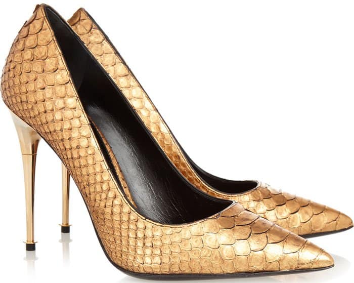 Gold Metallic Tom Ford Python Pumps