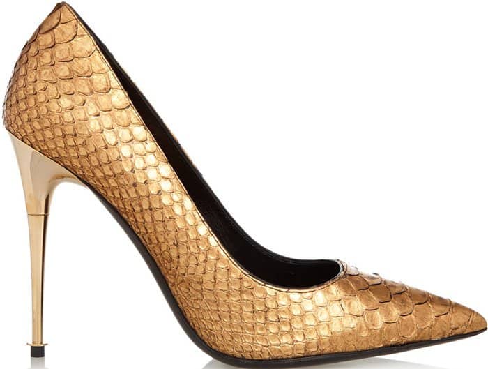 Gold Metallic Tom Ford Python Pumps