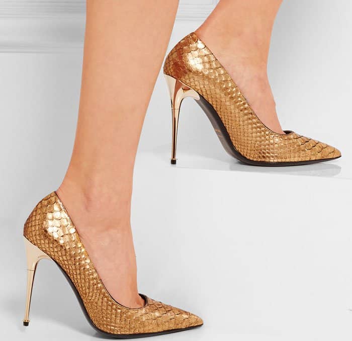 Gold Metallic Tom Ford Python Pumps