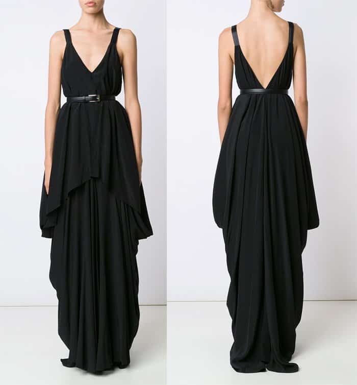 Vera Wang Draped Belted Gown