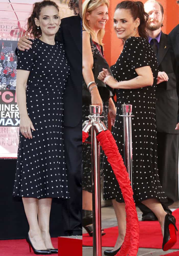 Winona Ryder at Tim Burton's hand and footprint ceremony in Los Angeles