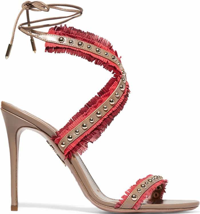 Studded Aquazzura "Latin Lover" Studded Fringed Sandals