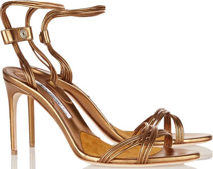 Brian Atwood 'Alexis' Metallic Leather Almond-Toe Sandals