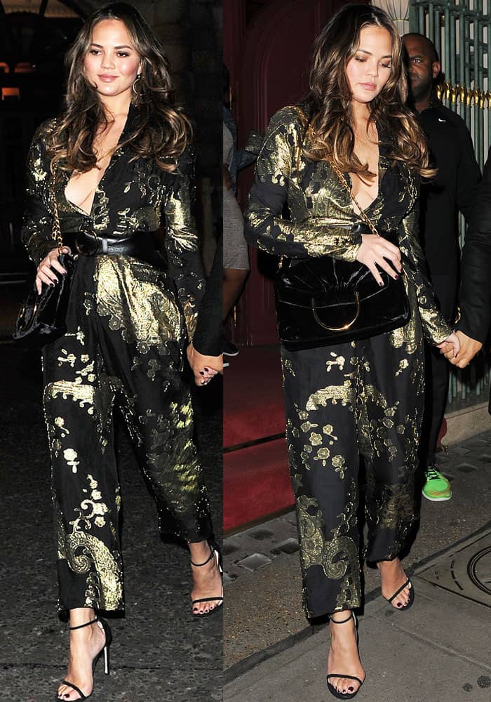Chrissy Teigen and husband John Legend go out for a date night at Park Chinois restaurant in Mayfair