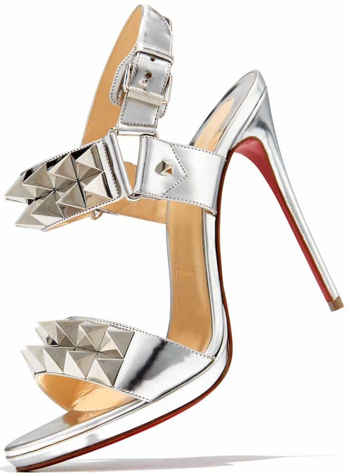 Christian Louboutin 'Miziggoo' Spiked Sandals in Silver