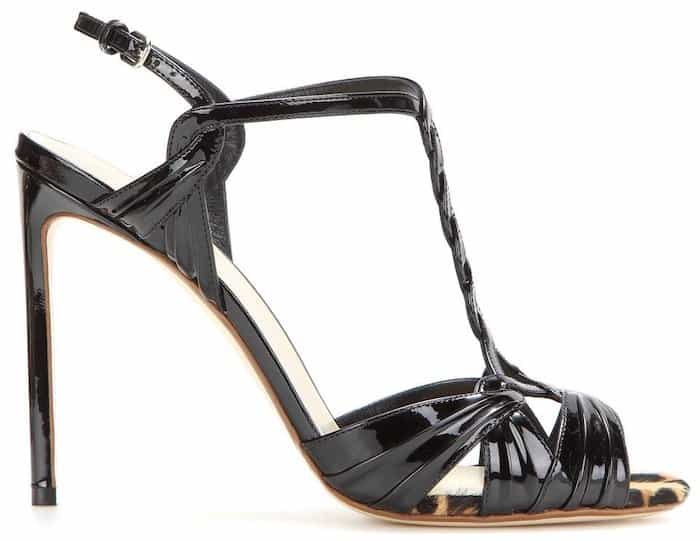 Francesco Russo Patent Leather Sandals in Black
