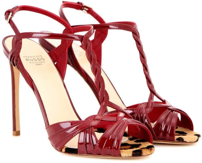 Francesco Russo Patent Leather Sandals in Red