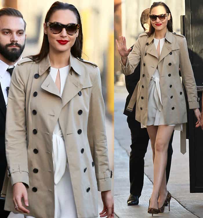 Gal Gadot exuded confidence in a captivating white mini dress while arriving at the ABC studios for "Jimmy Kimmel Live"