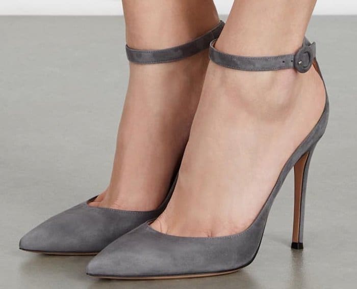 Gianvito Rossi "Sofia" Grey Suede Pumps