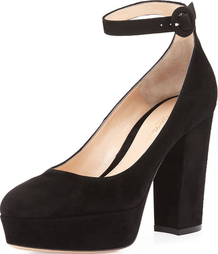 Black Gianvito Rossi Suede Platform Ankle-Strap Pumps