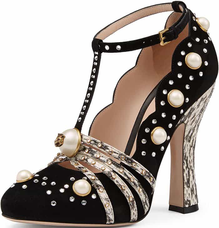 Gucci "Ofelia" Pearl-Embellished Pumps