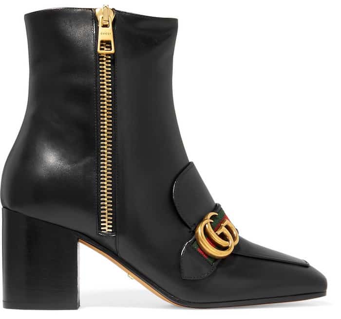 Gucci Peyton Leather Mid-Heel Ankle Boots