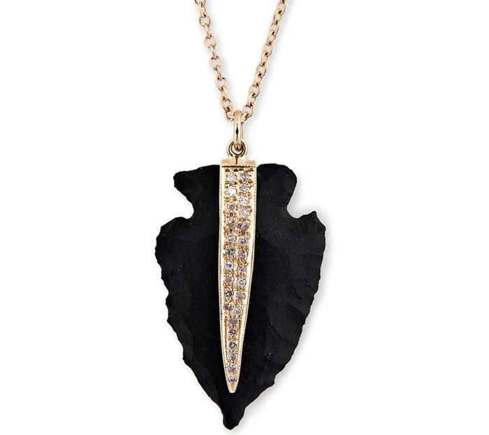 Jacquie Aiche Pave Black Agate Arrowhead Necklace