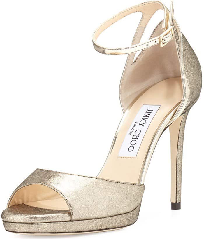 Jimmy Choo 'Pearl' Leather-Trimmed Sandals