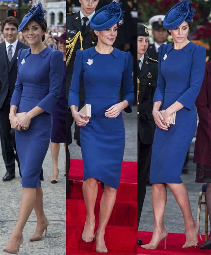 Kate Middleton arrived in Canada to kickstart her Royal Canadian Tour on September 24, 2016, in suede Gianvito Rossi pumps