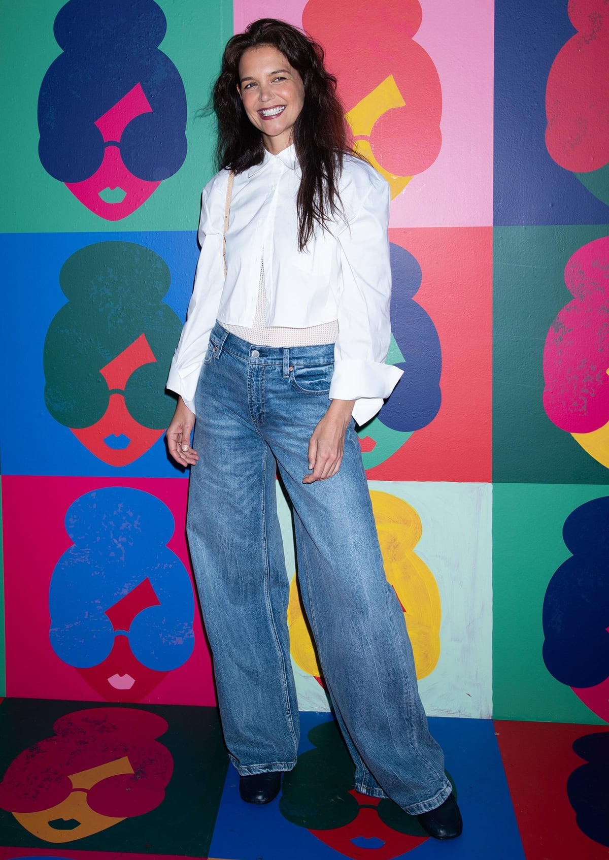 Katie Holmes rocks wide-leg jeans at Camp Pride presented by alice + olivia by Stacey Bendet