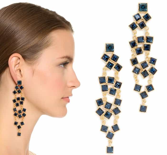  Kenneth Jay Lane Square Cluster Drop Earrings