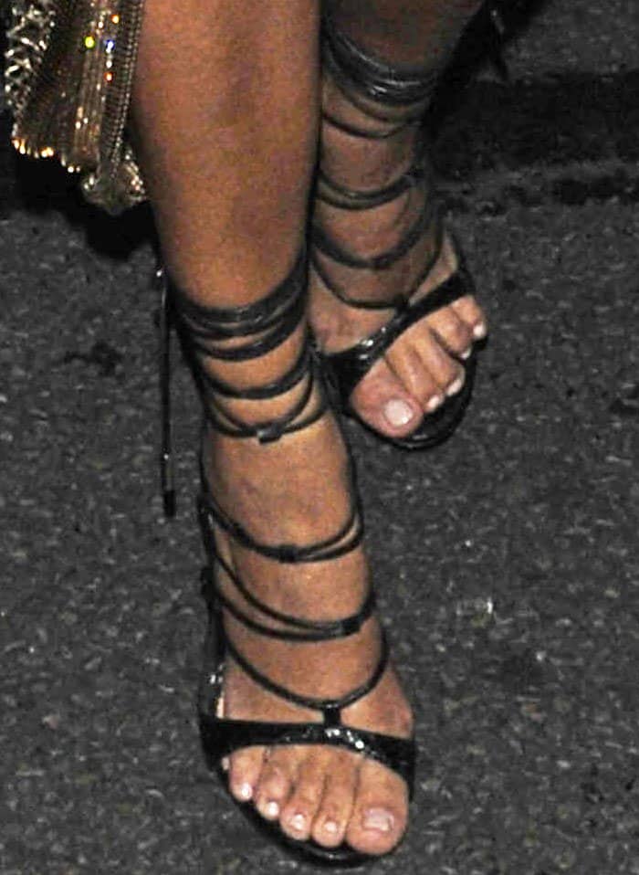 Kourtney Kardashian stepped out for a night in Paris in a pair of 'RiRi' sandals by DSquared2