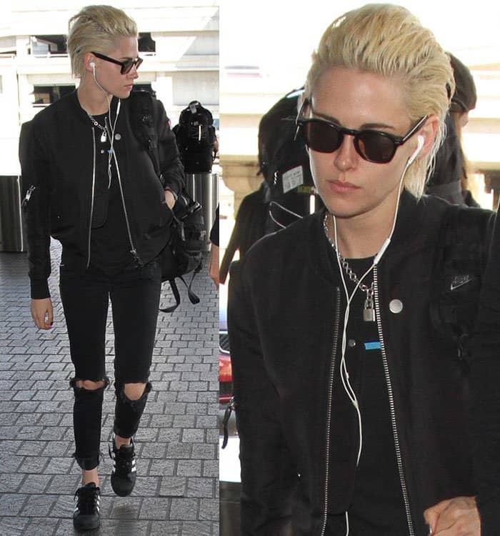 Kristen Stewart chose a subdued, all-black ensemble, seemingly aiming for a discreet appearance at Los Angeles International (LAX) Airport