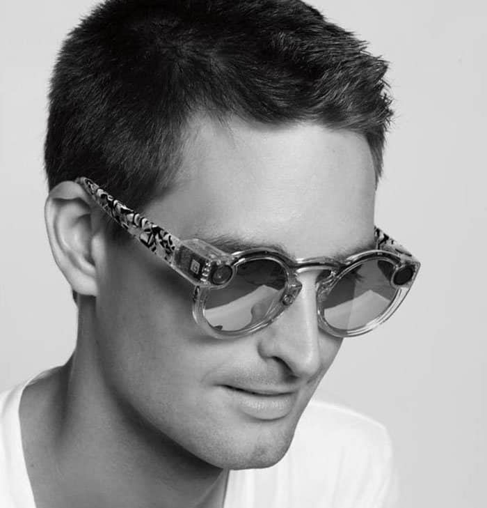 Miranda's boyfriend, Evan Spiegel, models the new Snapchat Specs