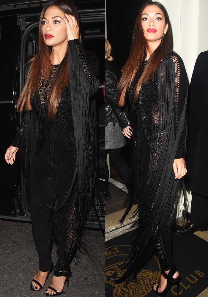 Nicole Scherzinger arriving at The Arts Club in London to celebrate Sharon Osbourne's birthday