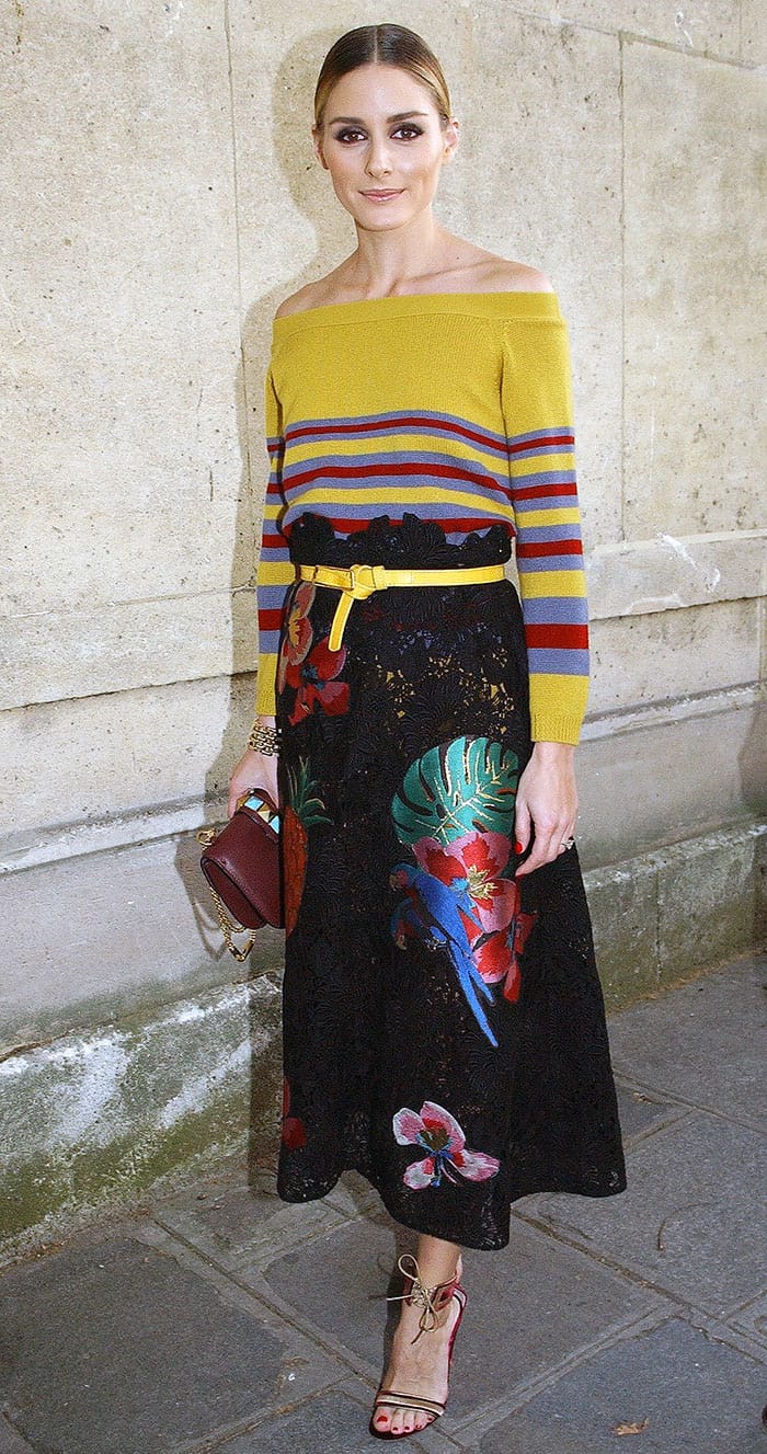 Never one to shy away from a bold fashion statement, Olivia Palermo chose a vibrant ensemble from Valentino's resort 2017 collection