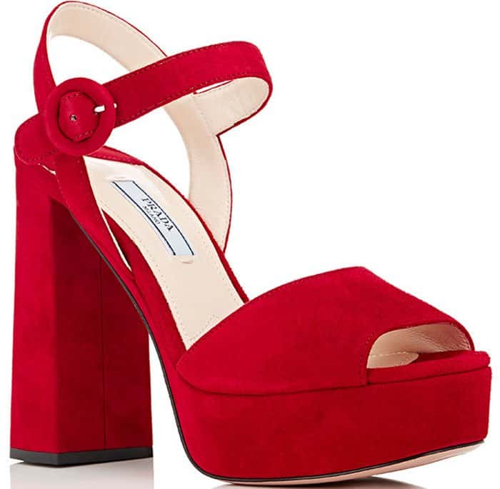 Red Prada Ankle-Strap Platform Sandals