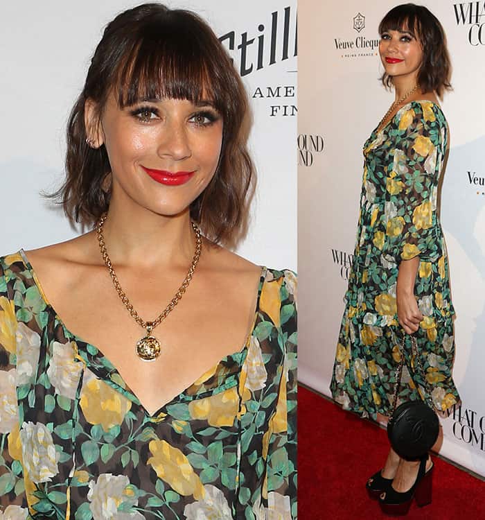 Rashida Jones added some bling to the look by wearing a selection of gold jewelry by Chanel at What Goes Around Comes Around Beverly Hills opening event