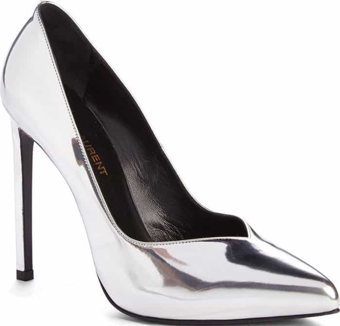 A V-cut topline and soaring, slender heel dial up the drama on a pointy-toe pump that's sure to steal the spotlight.