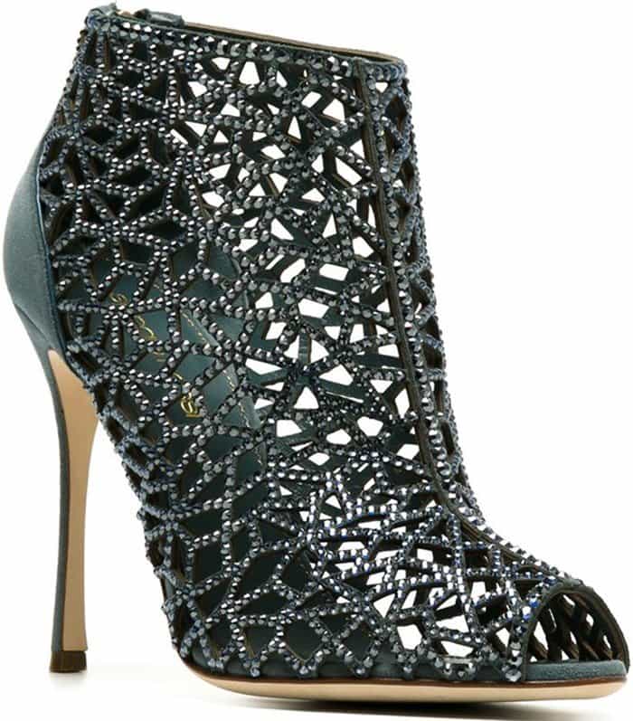 Sergio Rossi Tresor Swarovski Crystal & Suede Booties