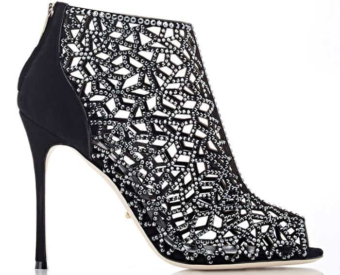 Sergio Rossi Tresor Swarovski Crystal & Suede Booties