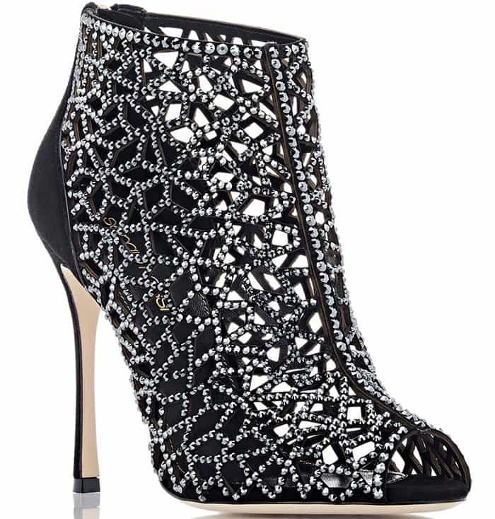 Sergio Rossi Tresor Swarovski Crystal & Suede Booties