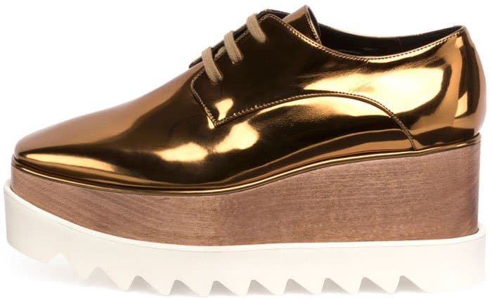 Stella McCartney “Elyse” Lace-Up Platform Shoes Gold