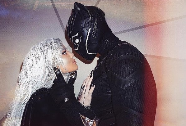 Khloe Kardashian as Storm and boyfriend Tristan Thompson as Black Panther