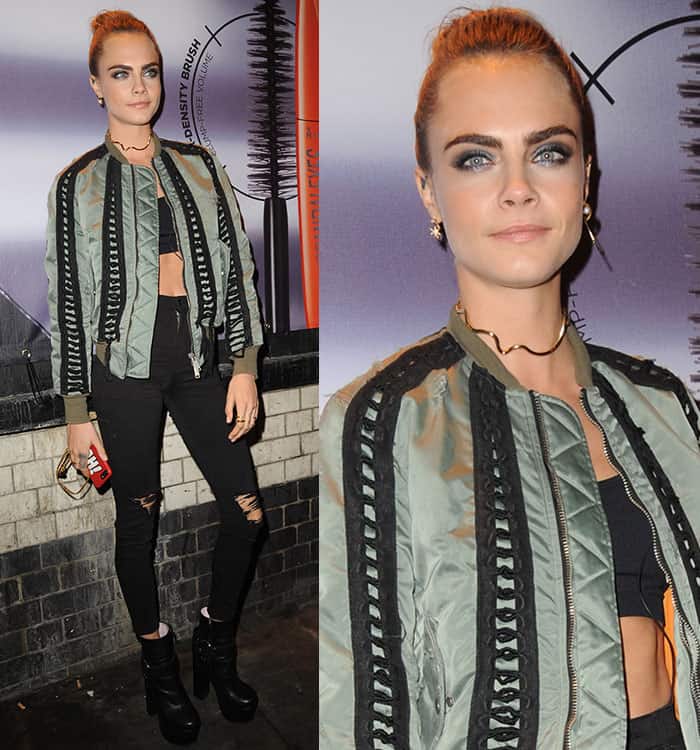 cara-delevingne-crop-top-unravel-project-bomber-jacket