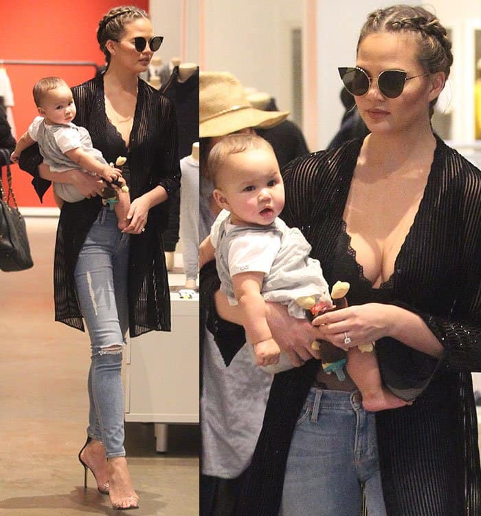 Chrissy Teigen takes baby Luna clothes shopping at Bel Bambini in Beverly Hills on November 9, 2016