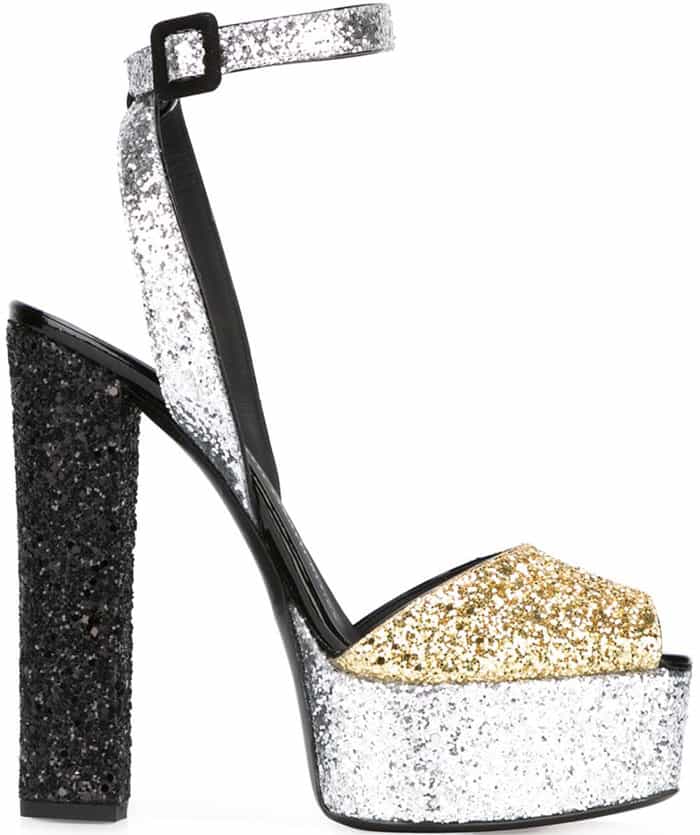 Giuseppe Zanotti Betty Glitter Sandals Black Gold Silver