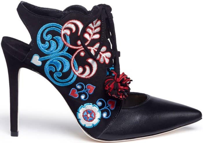 Isa Tapia "Deia" Embroidered Lace-Up Booties