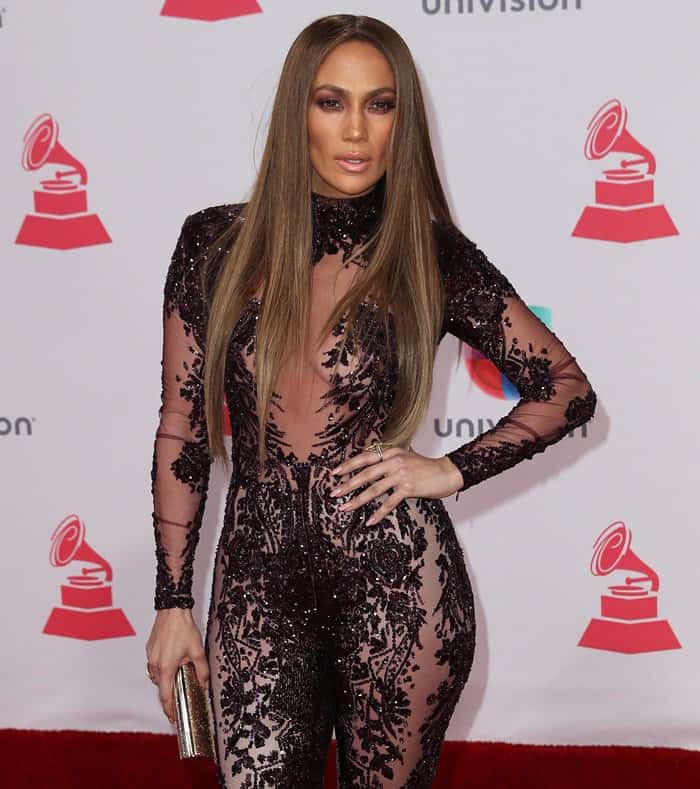 Jennifer Lopez's sultry ensemble, enhanced with sheer panels, elegantly highlighted her sculpted figure