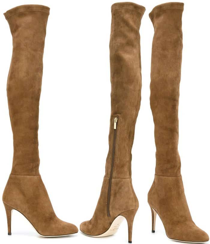 Add a sophisticated element to your footwear line-up with Jimmy Choo's tan Toni over-the-knee boots
