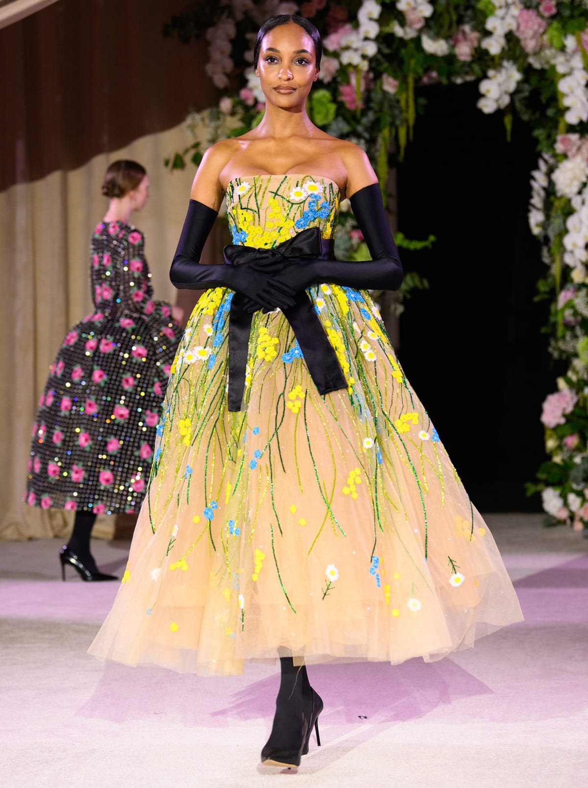 Jourdan Dunn walks the runway at the Richard Quinn show during London Fashion Week September 2023