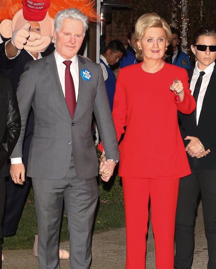 Katy Perry and her friend Michael Kives dressed as Bill and Hillary Clinton at Kate Hudson's annual Halloween party