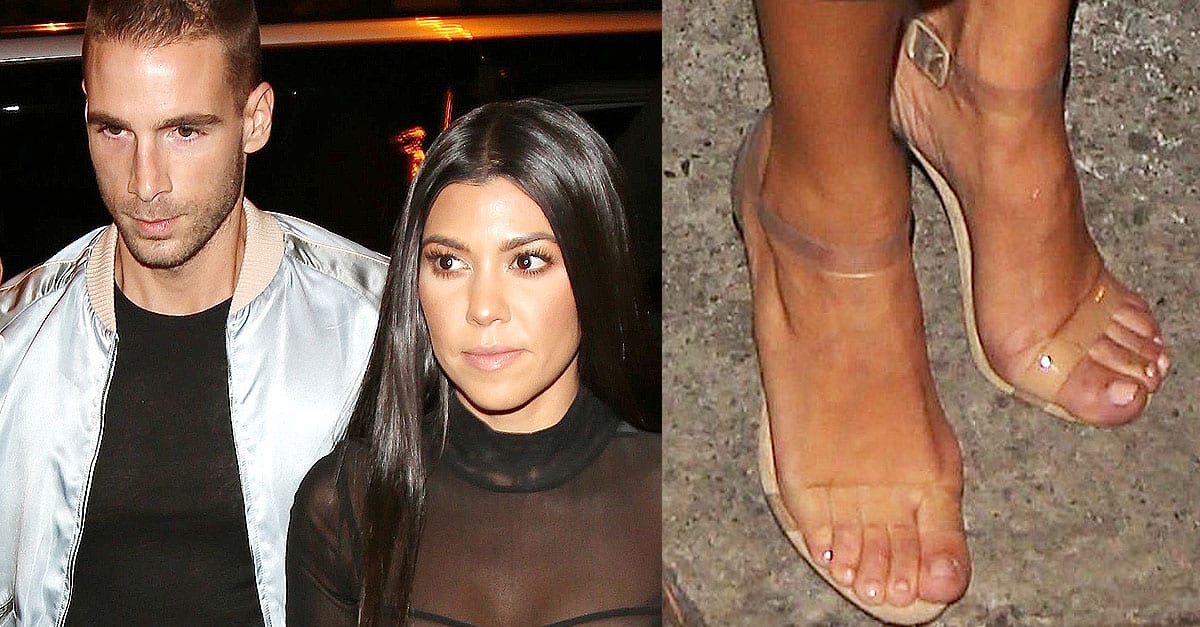 Kourtney Kardashian Flashes Cleavage In Sexy Bra And Lucite Sandals