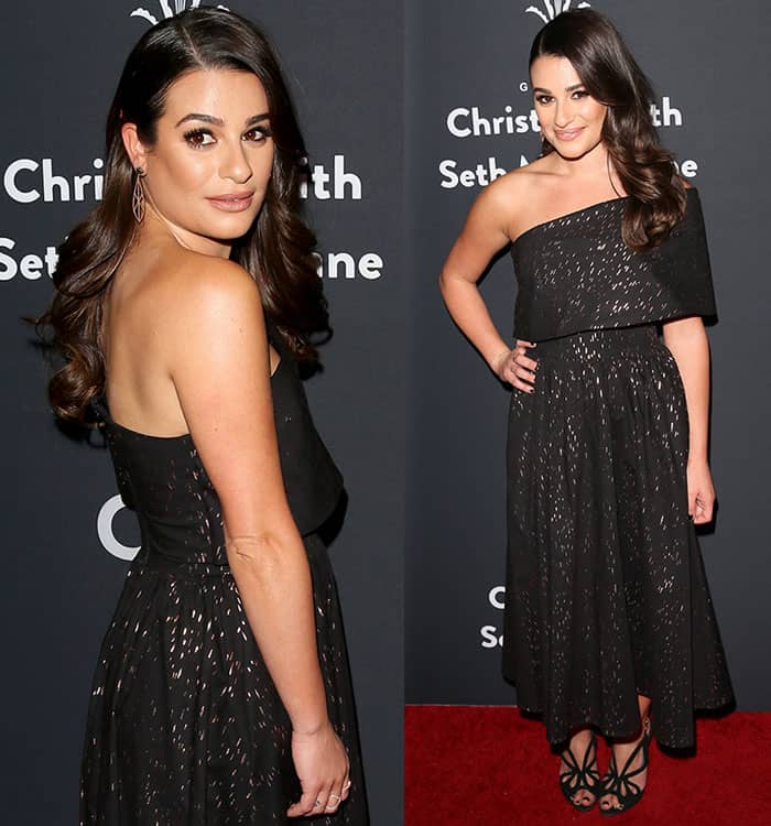 Lea Michele in Lela Rose Resort 2017 dress