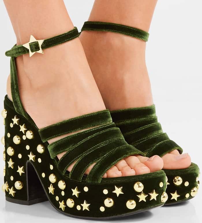 MR by Man Repeller 'Lol If You Think I'm Walking' Embellished Velvet Platform Sandals